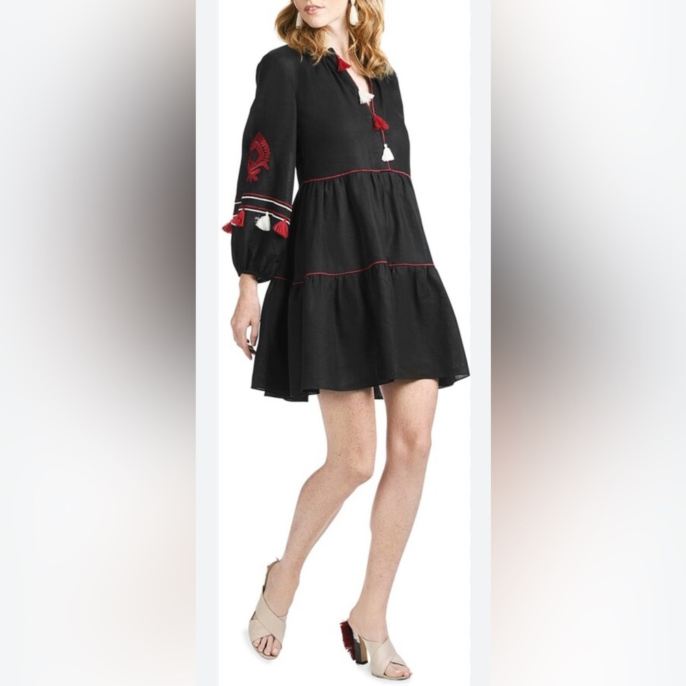 SACHIN & BABI Avery Embroidered Tassel Mini Dress, SZ XS